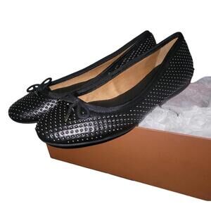 Coach Lara Studded Metallic Black Ballet Flats Shoes Women's Size 5.5B NEW